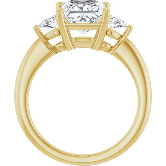 2 CT three Stone Princess & Pear Diamond Engagement Ring for women showing under gallery 