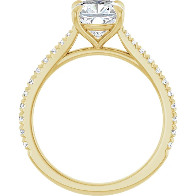 2CT Cushion Cut Solitaire Engagement Ring With Accented Diamond showing under gallery 