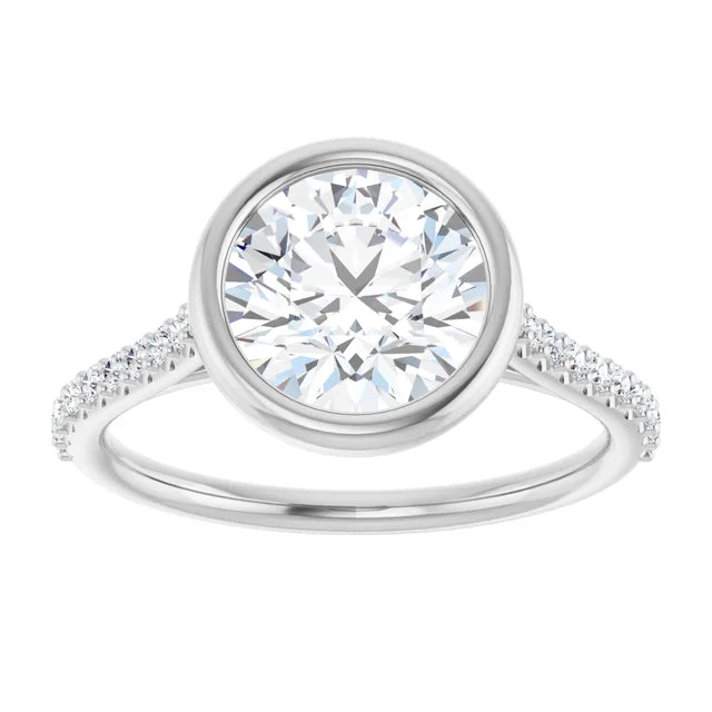 2 CT Modern Bezel Set Diamond Engagement Ring with accented Shank zoom on Center Stone