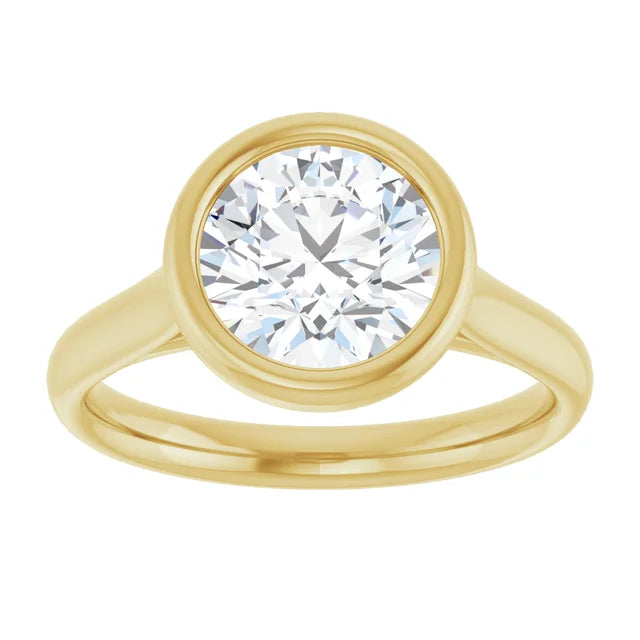 2 CT Bezel Set Round Diamond Engagement Ring for women 