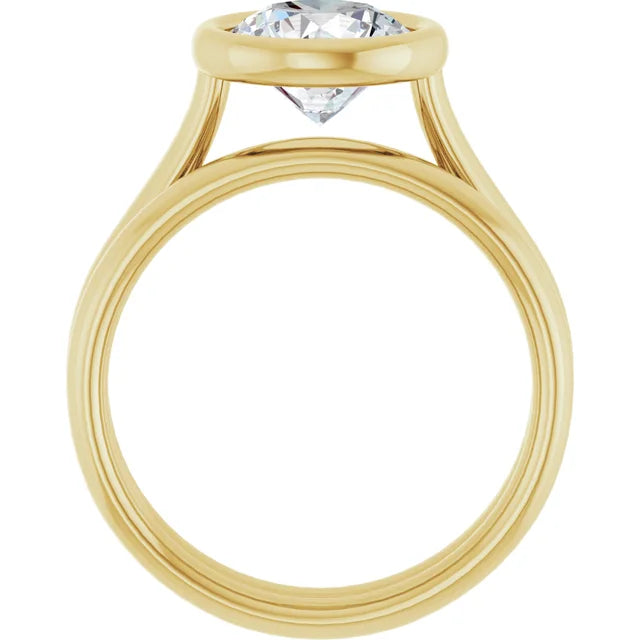 2 CT Bezel Set Round Diamond Engagement Ring for women set in yellow gold showing under gallery 