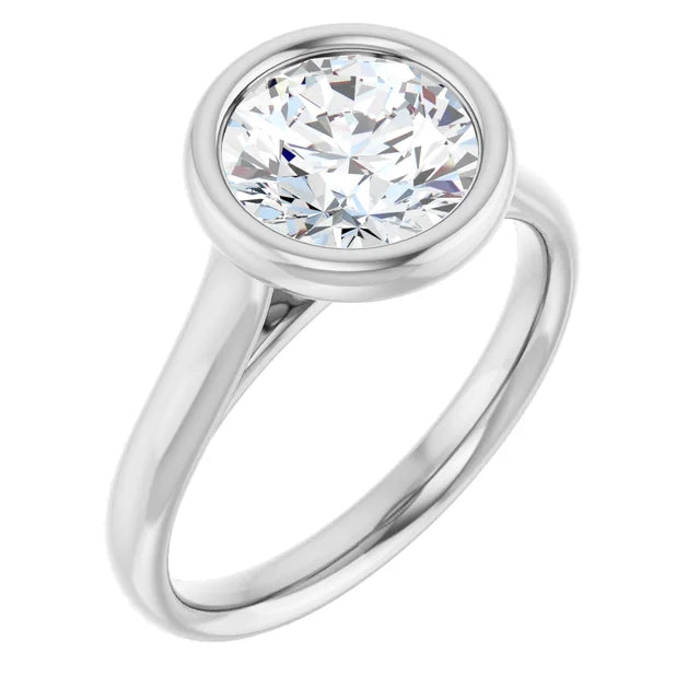 2 CT Bezel Set Round Diamond Engagement Ring for women set in platinum 