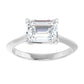 2 CT East-West Emerald Cut Diamond Solitaire Engagement Ring for Women Set in White gold or Platinum 