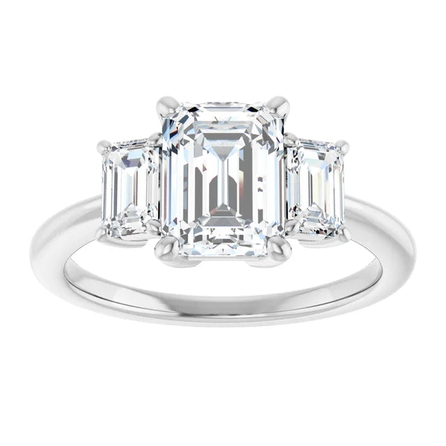2 1/2 CTW three Stones Diamond engagement Ring in white gold