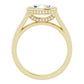 2 1/4 1 1/4 CTW East west Hidden Halo Oval Diamond Engagement Ring Set with accented Shank Set in Yellow Gold showing hidden halo and under gallery 