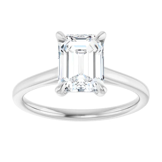 2 CT Emerald Solitaire engagement Ring Set in white gold or platinum 