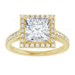 2 CT Halo Style Square Diamond Engagement Ring Set in Yellow Gold