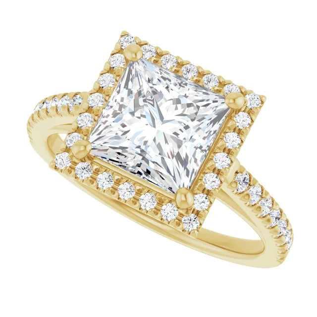 2 CT Halo Style Square Diamond Engagement Ring 