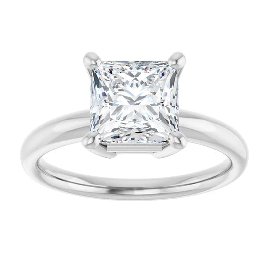 2 CT Princess Cut Solitaire Engagement Ring Set in white gold or platinum 