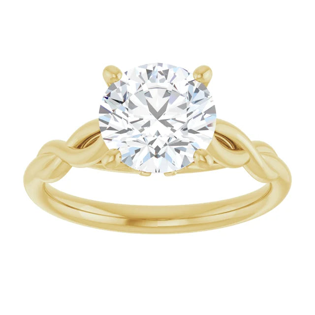2 Ct Vintage inspired twisted shank solitaire Diamond engagement Ring Set in Yellow Gold