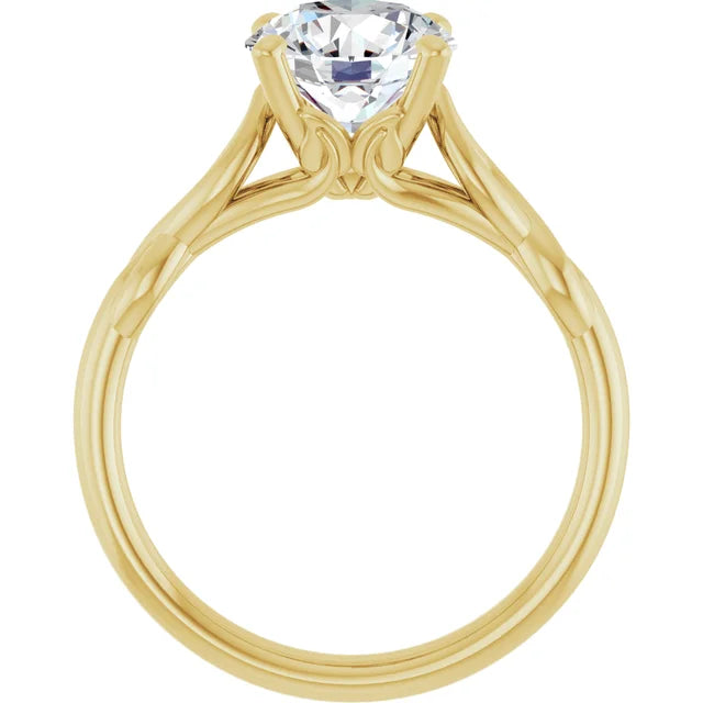 2 Ct Vintage inspired twisted shank solitaire Diamond engagement Ring in yellow gold showing under gallery 