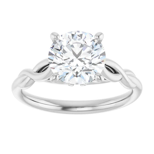 2 Ct Vintage inspired twisted shank solitaire Diamond engagement Ring set in white gold or platinum 