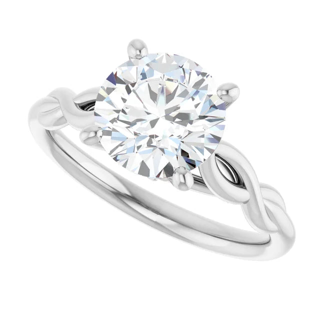 2 Ct Vintage inspired twisted shank solitaire Diamond engagement Ring 