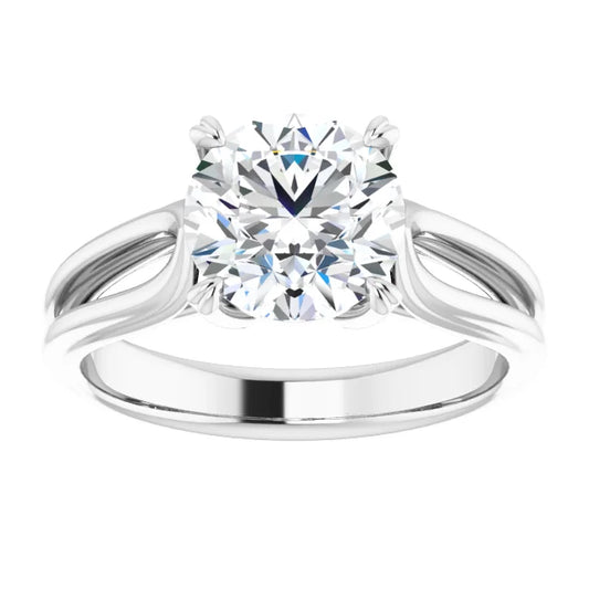 2 CT Split Shank Round Solitaire Diamond Engagement Ring Set in white gold or platinum 