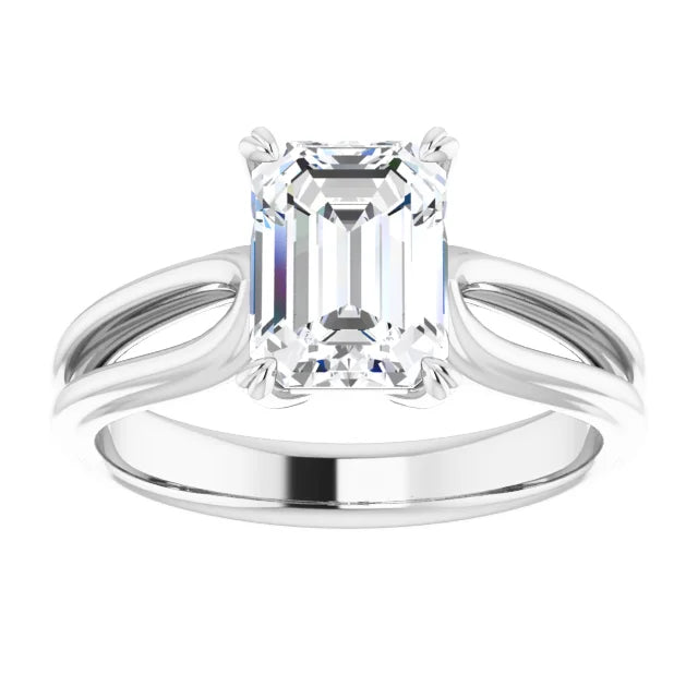 2 CT Emerald Cut Diamond Engagement Ring for women Set in white gold or platinum 