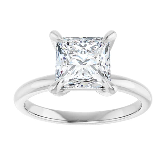 2 CT Claw Prong Princess Cut Solitaire Engagement Ring Set in white gold or platinum 
