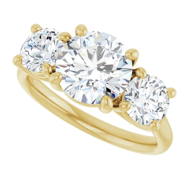 2 CT Round three Stone Diamond engagement Ring for women Set in Yellow Gold