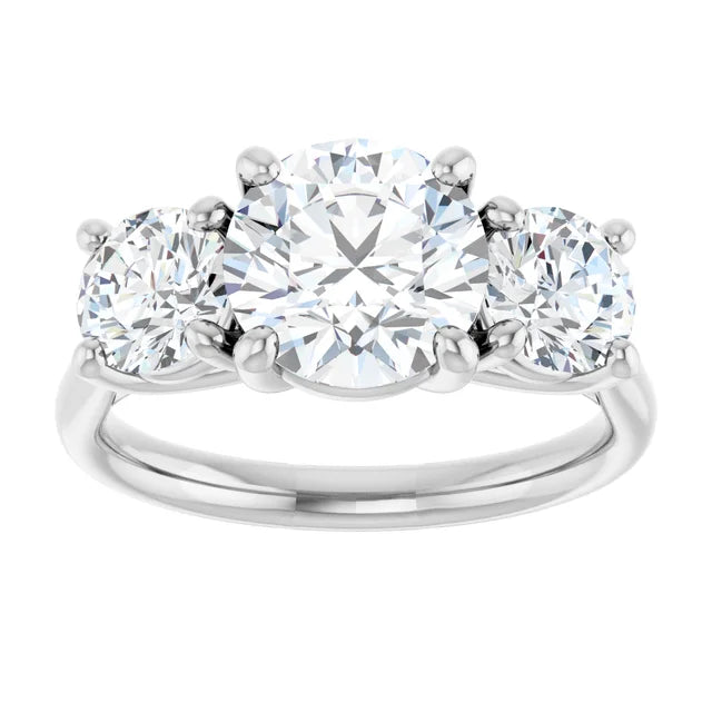 2 CT Round three Stone Diamond engagement Ring for women set in white gold or platinum 