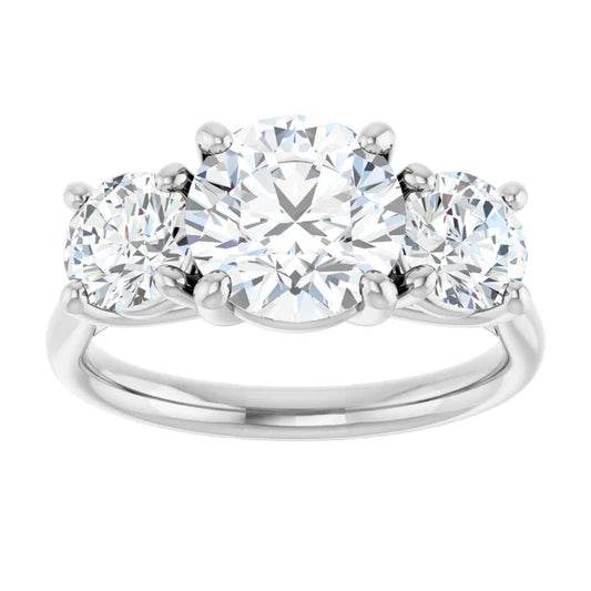 2 CT Round three Stone Diamond engagement Ring for women set in white gold or platinum 
