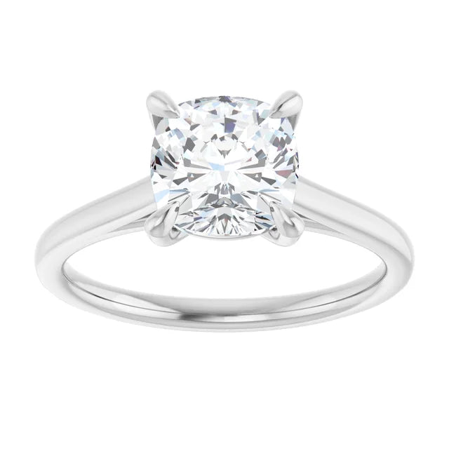 2 CT Cushion Cut Solitaire Engagement Ring Set in white gold or platinum 
