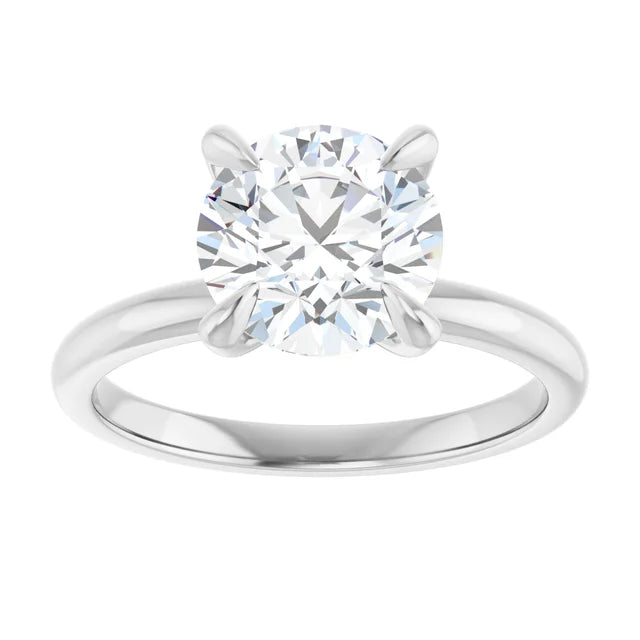 2 CT Round diamond solitaire engagement ring with claw prongs in white gold