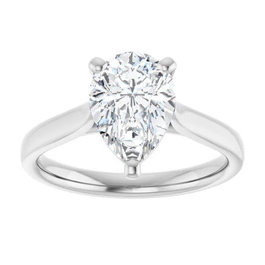 2 CT Pear Shape Diamond Solitaire Engagement Ring Set in white gold or platinum 