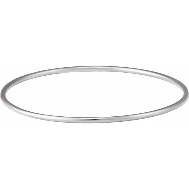 White gold 2 MM Classic Bangle Bracelet 
