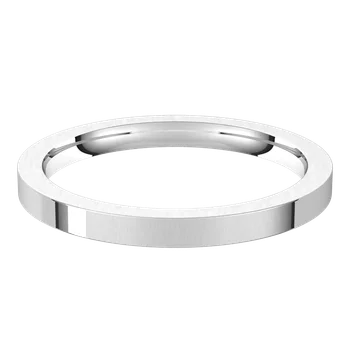 2MM Comfort Fit Flat Wedding Band made in white gold or platinum 