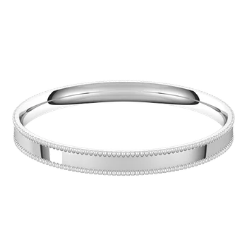 2MM Comfort Fit Milgrain Vintage Flat Wedding Band Made in white gold or platinum 