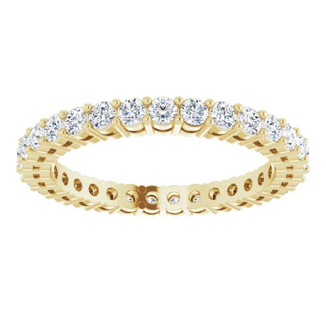 14K Yellow Gold 2MM Double Gallery Full eternity Diamond Wedding Band 