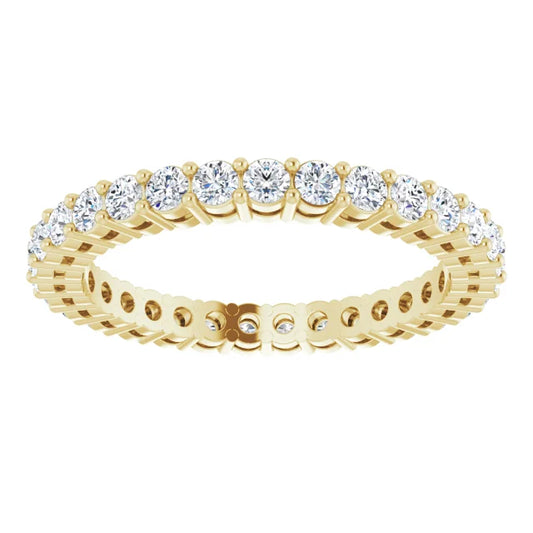 14K Yellow Gold 2MM Double Gallery Full eternity Diamond Wedding Band 