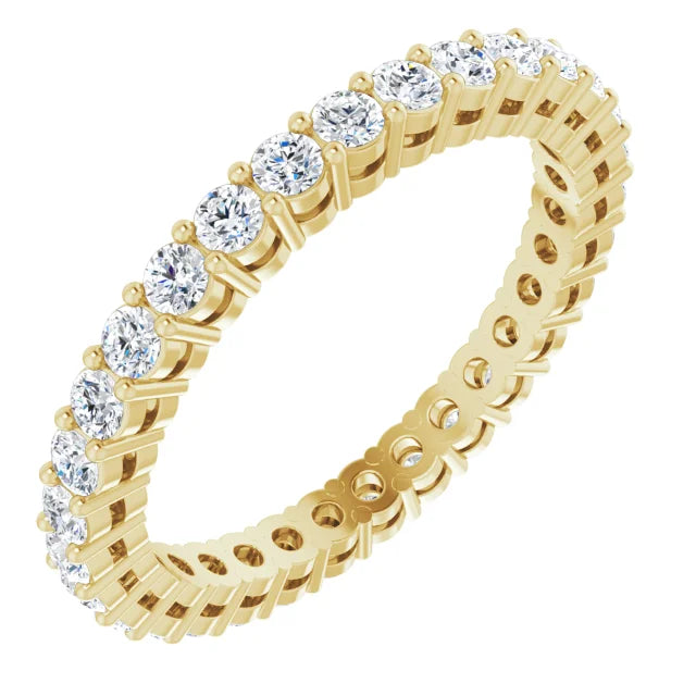 Sideway Picture for Yellow Gold 2MM Double Gallery Full eternity Diamond Wedding Band Set in Yellow gold 