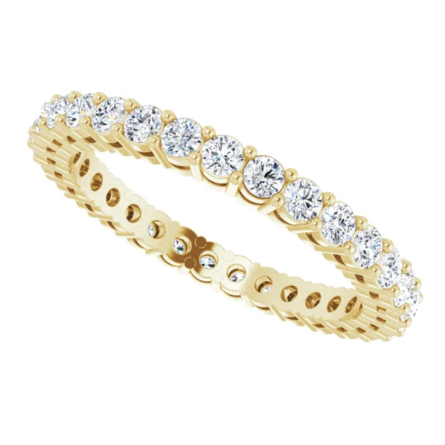 Side View for Yellow Gold 2MM Double Gallery Full eternity Diamond Wedding Band Set in Yellow Gold 