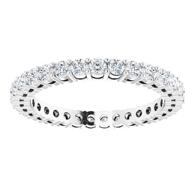 Yellow Gold 2MM Double Gallery Full eternity Diamond Wedding Band Set in white gold or platinum 