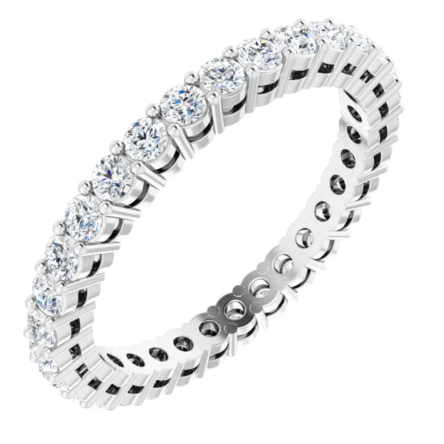 Sideway Picture for Yellow Gold 2MM Double Gallery Full eternity Diamond Wedding Band Set in white gold or platinum 