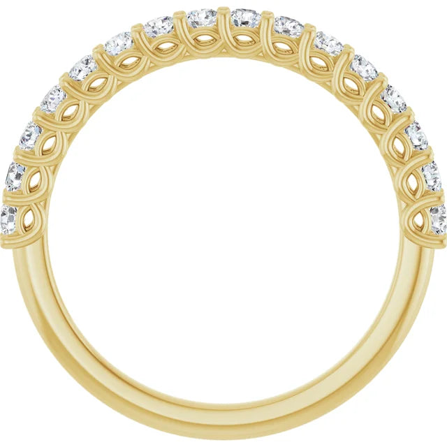 Full Zoom for 14K Yellow Gold 2MM half eternity Diamond wedding Band 