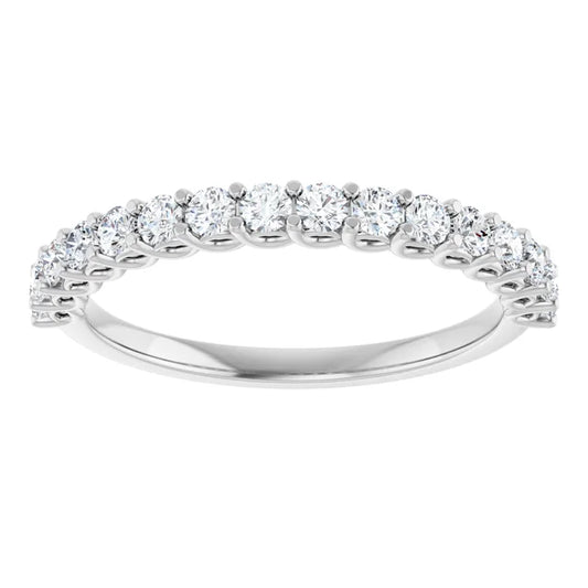14K White gold 2MM half eternity Diamond wedding Band 