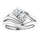 2 Stones Diamond engagement ring on 14K white gold