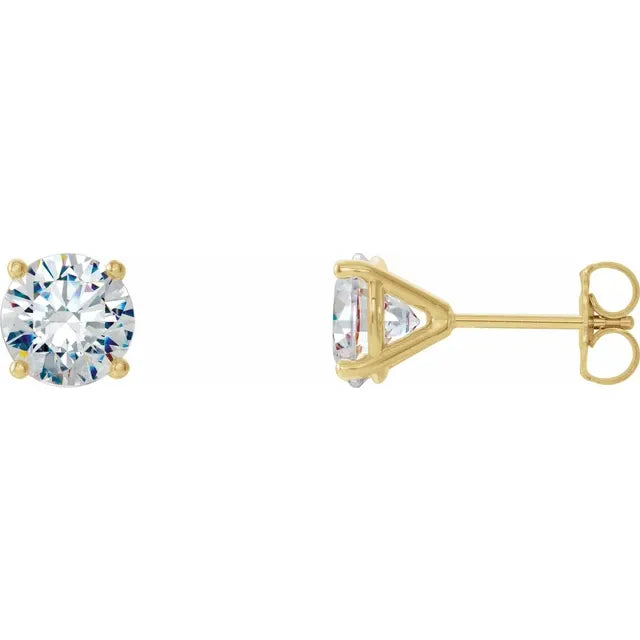 2 CTW Martini Style Diamond Stud Earrings Set in Yellow Gold