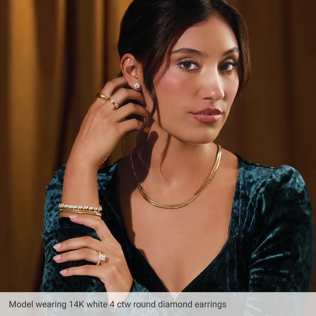 Picture for a model wearing a 2 CTW Diamond Stud Earrings 