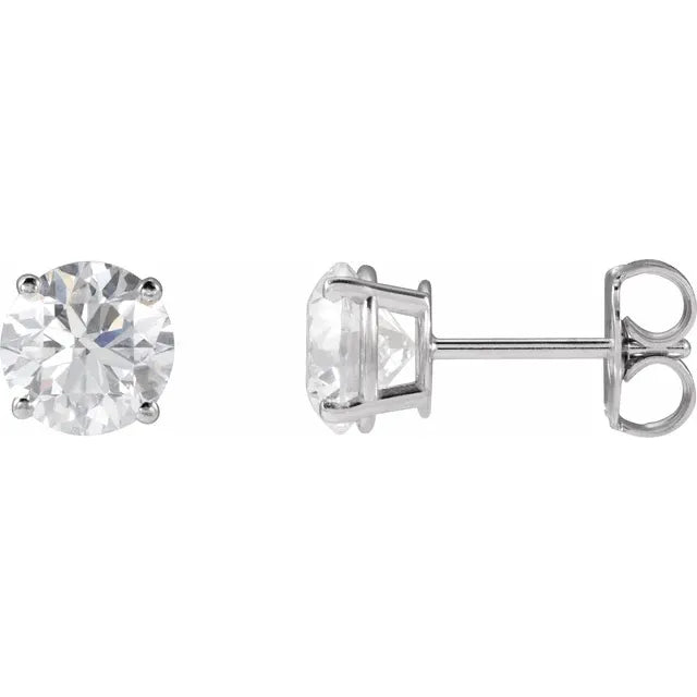 2 CTW Diamond Stud Earrings Set in white gold or platinum 