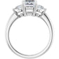 2 CT three Stone Diamond engagement Ring with Emerald Center Stone and two pear Side Stones set in white gold or diamond showing under gallery 