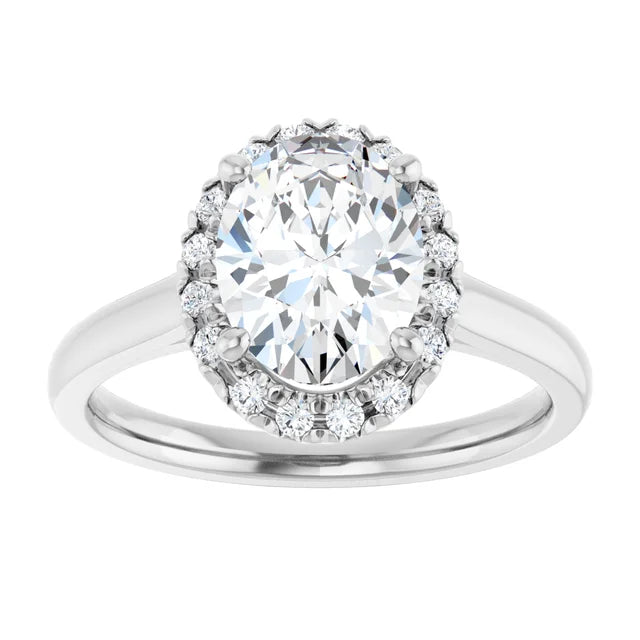 2 1/4 CTW Halo style oval diamond engagement Ring for women set in white gold or platinum 