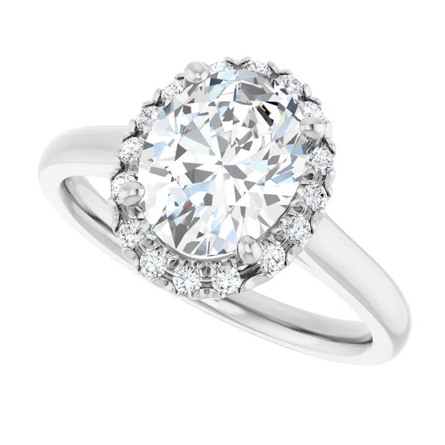 2 1/4 CTW Halo style oval diamond engagement Ring for women side in white gold