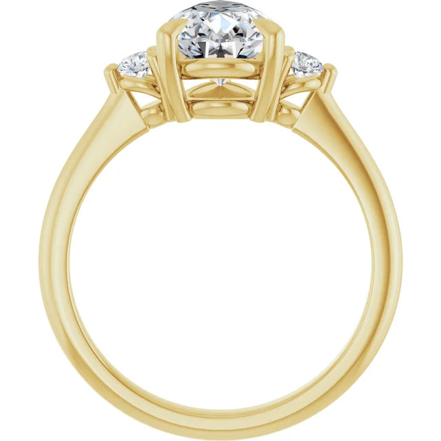 2 CT Pear & Round 3-Stones Diamond engagement Ring For Women Set in Yellow Gold showing under gallery 