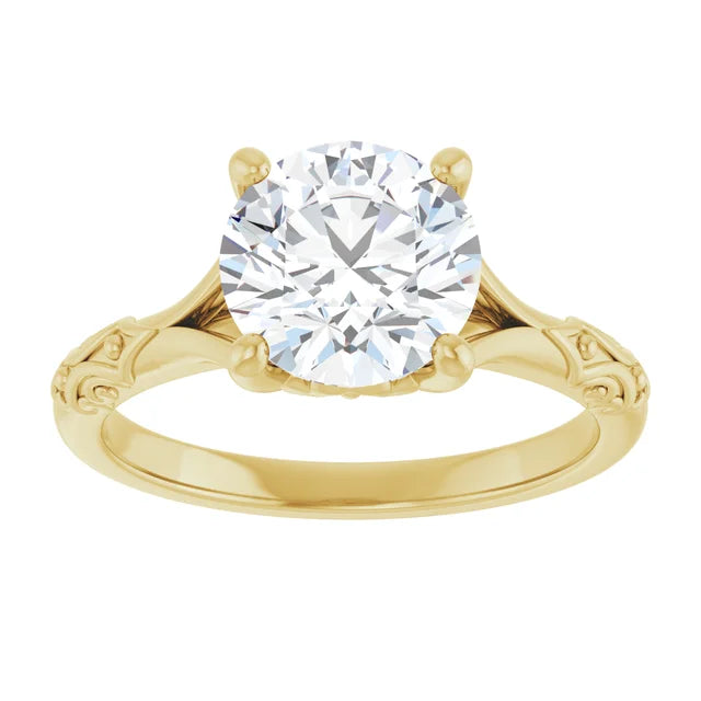2 CT Vintage Style Split Shank Diamond Solitaire Engagement Ring for Women 