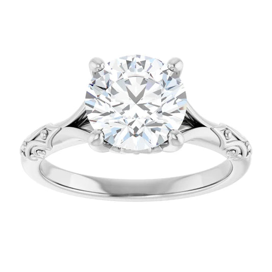 2 CT Vintage Style Split Shank Diamond Solitaire Engagement Ring for Women Set in White gold or platinum 