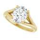 Sideway Picture for 2 CT Split Shank Oval Shape Diamond Engagement Ring set in Yellow Gold