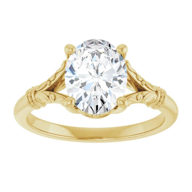 2 CT Split Shank Oval Diamond Engagement Ring 