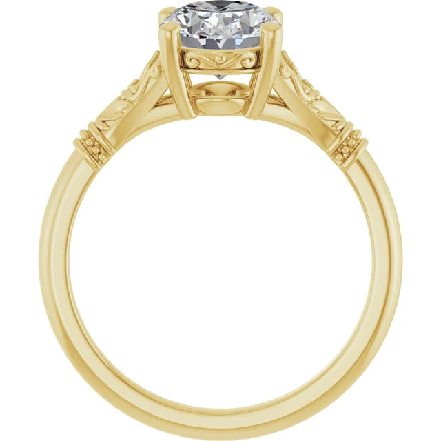 2 CT Split Shank Oval Diamond Engagement Ring set in Yellow Gold showing under gallery 